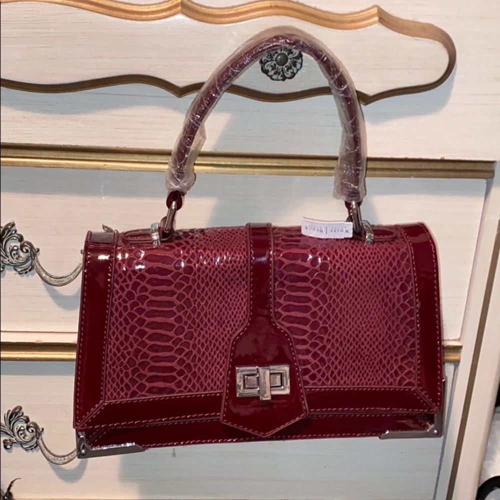 NWT WHBM deep red snakeskin patterned bag